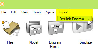 Simulink Diagram Import seçeneği